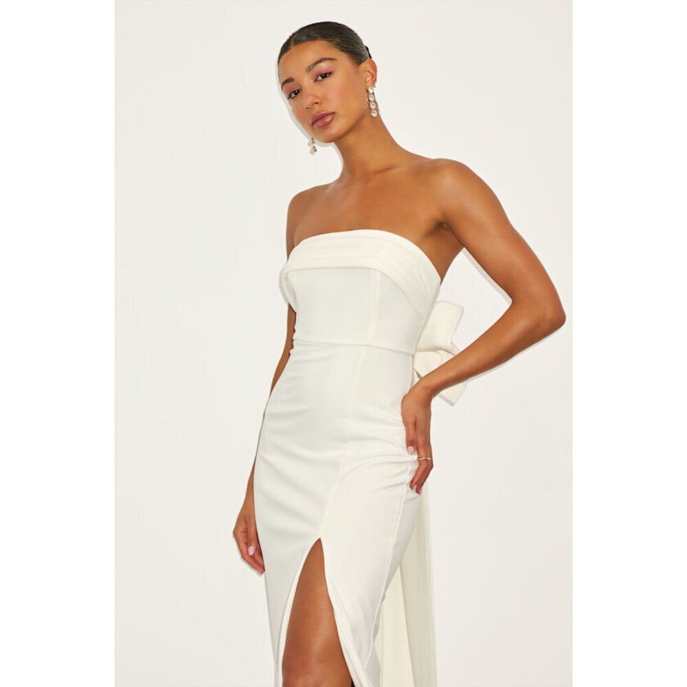 Lulus Fabulous Phenomenon White Strapless Bow Midi Dress - Size M